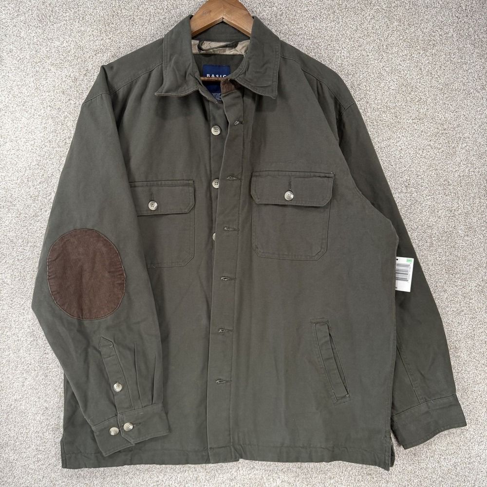 NWT Basic Editions VTG Canvasβ Chore Jacket L Lined Workwear Corduroy Elbows